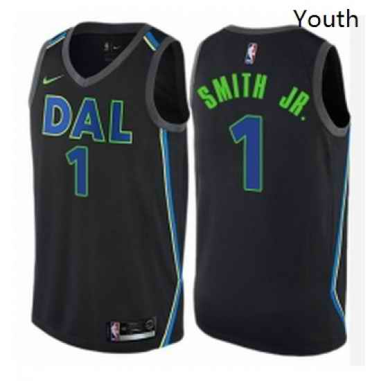 Youth Nike Dallas Mavericks 1 Dennis Smith Jr Swingman Black NBA Jersey City Edition